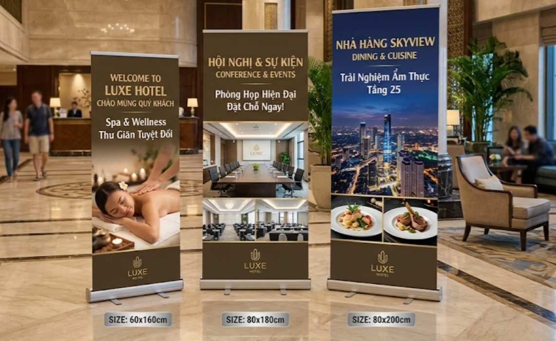 Standee Cuốn Nhôm Nên Chọn Kích Thước Nào Phù Hợp? Standee Cuốn Nhôm Nên Chọn Kích Thước Nào Phù Hợp?