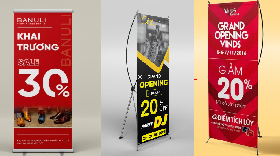 Mẫu Standee Khai Trương Đẹp Thu Hút Khách Hàng 2026