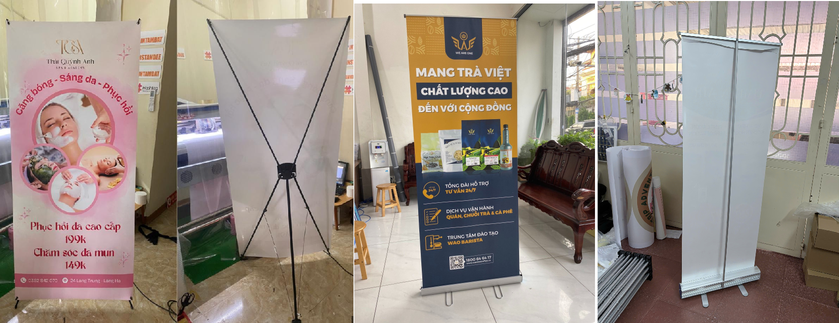 Khác Nhau Giữa Standee Cuốn Nhôm Và Standee Chân X | Nên Mua Loại Nào?