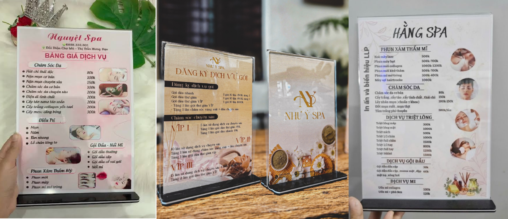 Menu Mica để bàn có những kích thước nào?