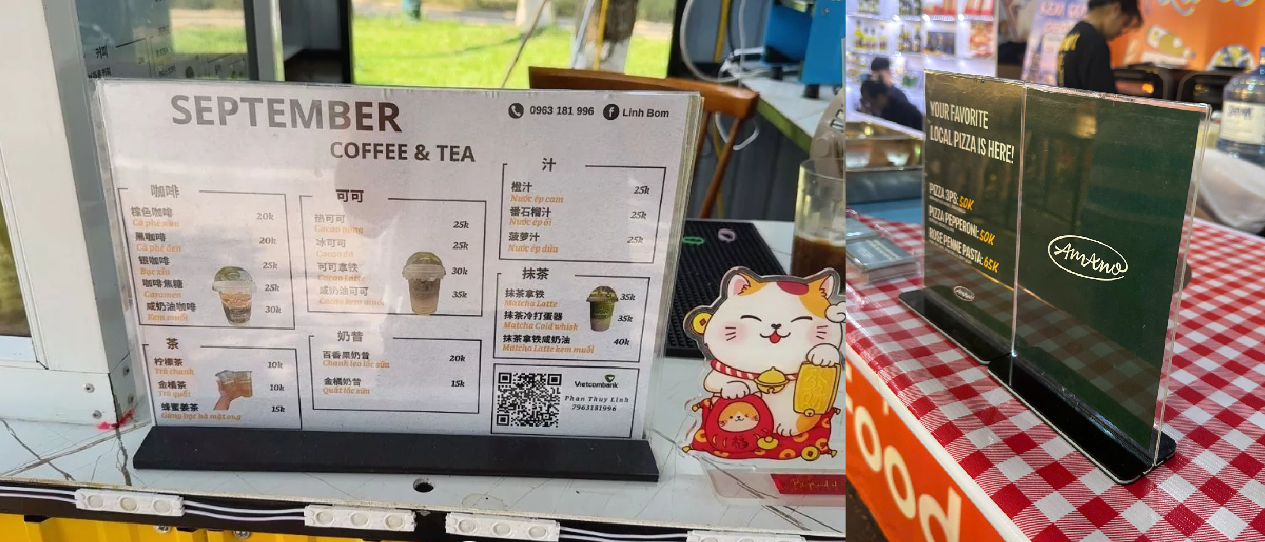 Menu Mica để bàn có những kích thước nào?
