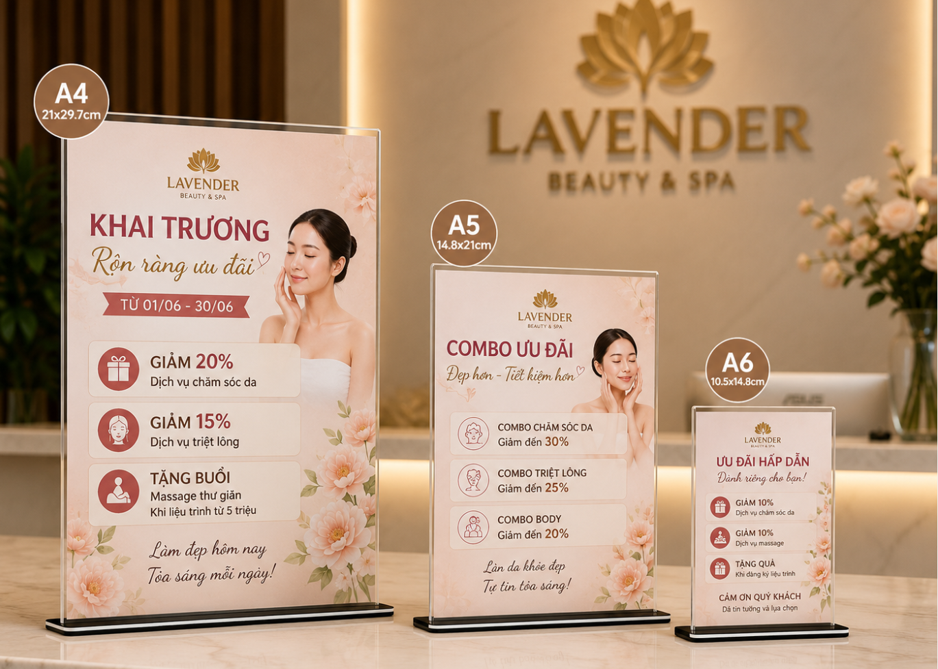 Menu Mica Để Bàn Giá Rẻ - mẫu thực tế