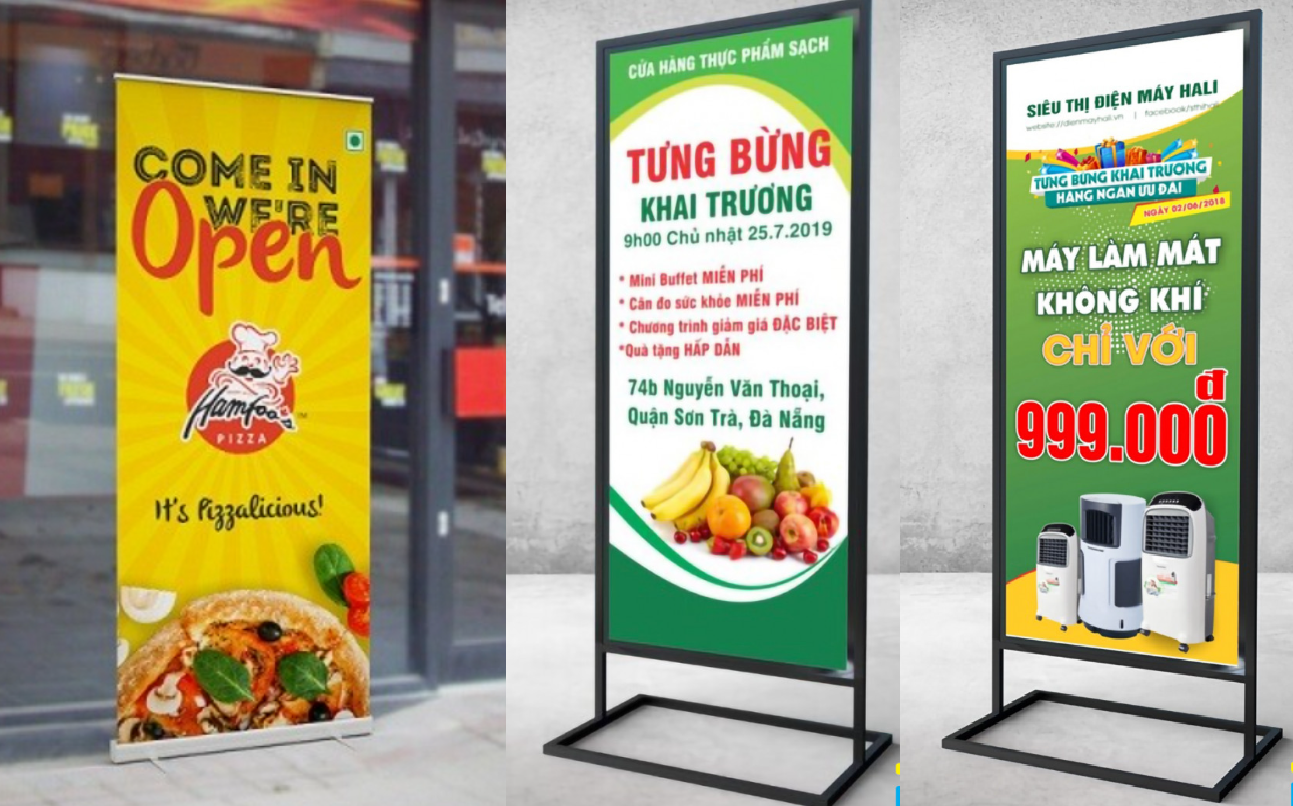 Standee Khai Trương Nên Thiết Kế Như Thế Nào? - mẫu thực tế