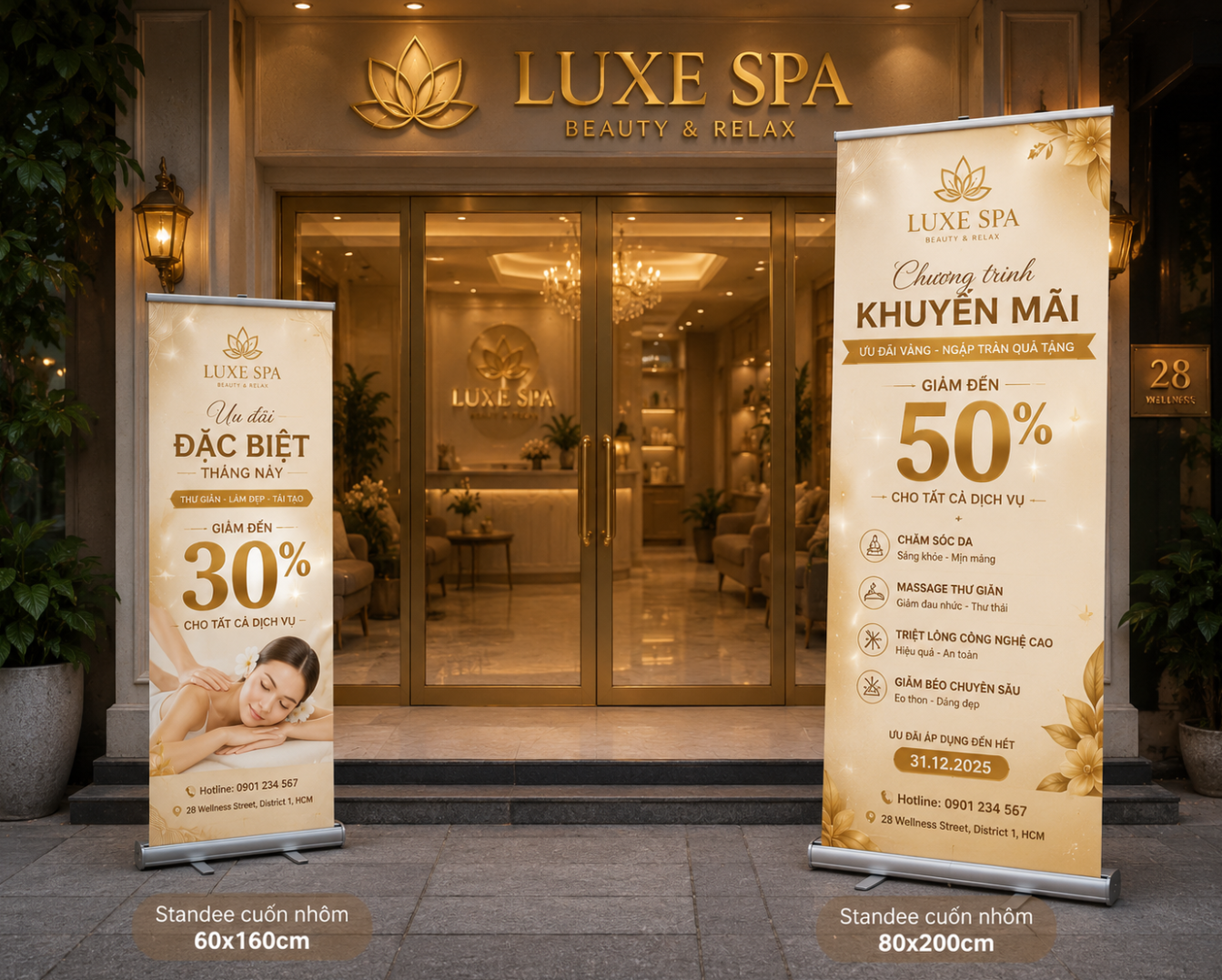 Top 20 Mẫu Standee Cuốn Nhôm Đẹp Cho Spa, Showroom 2026 - hình minh họa