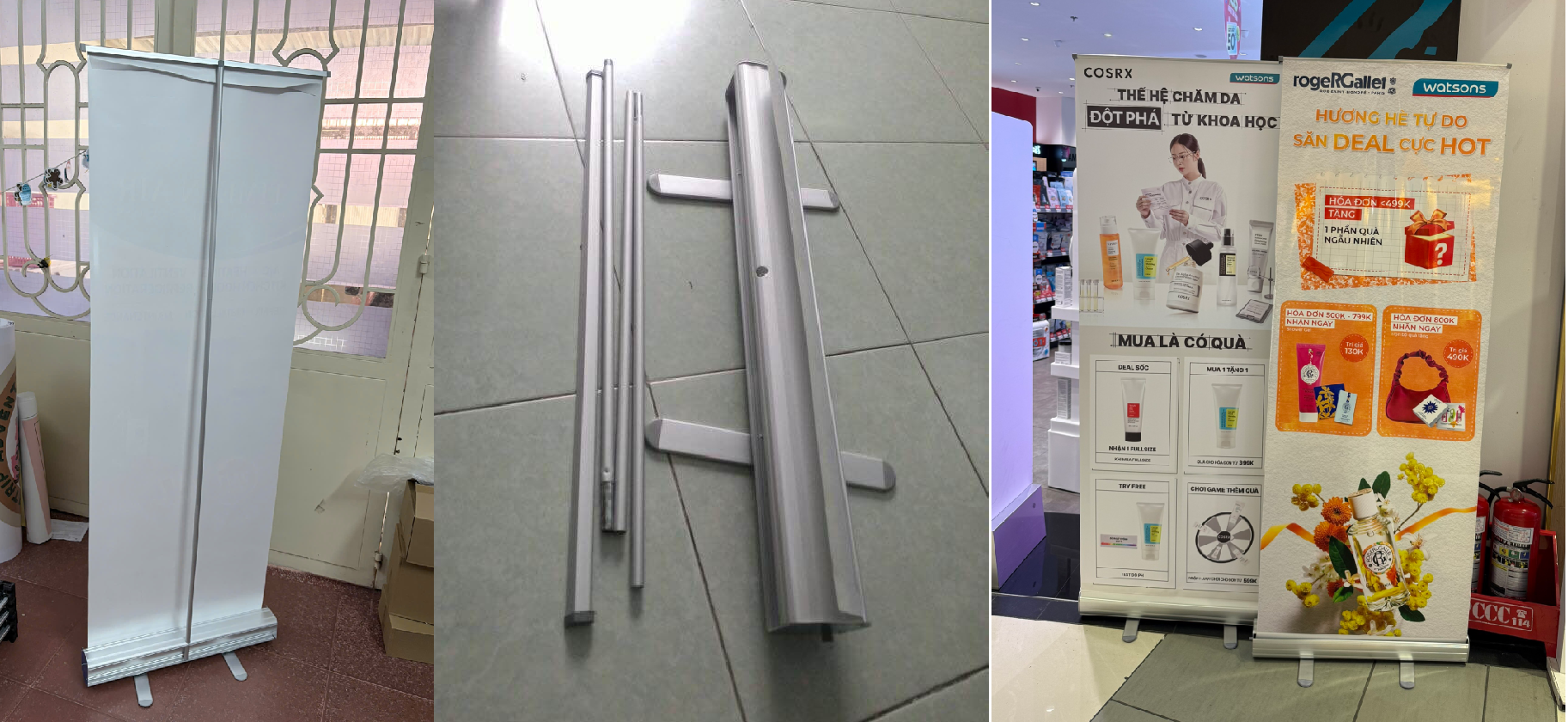 Ưu Nhược Điểm Của Standee Cuốn Nhôm So Với Các Loại Standee Khác - mẫu thực tế